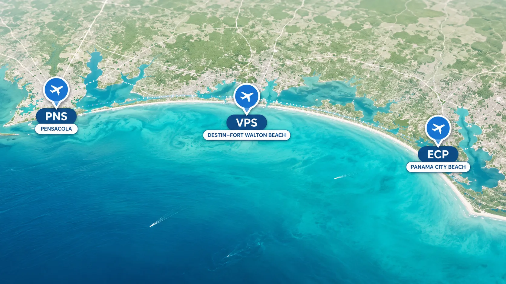 Florida Panhandle map for exploring Destin history and military heritage